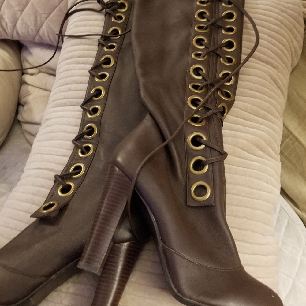 NEW by Lovely People Lace Up Leather Boots Size 9